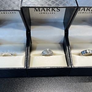 Engagement ring, his & her bands